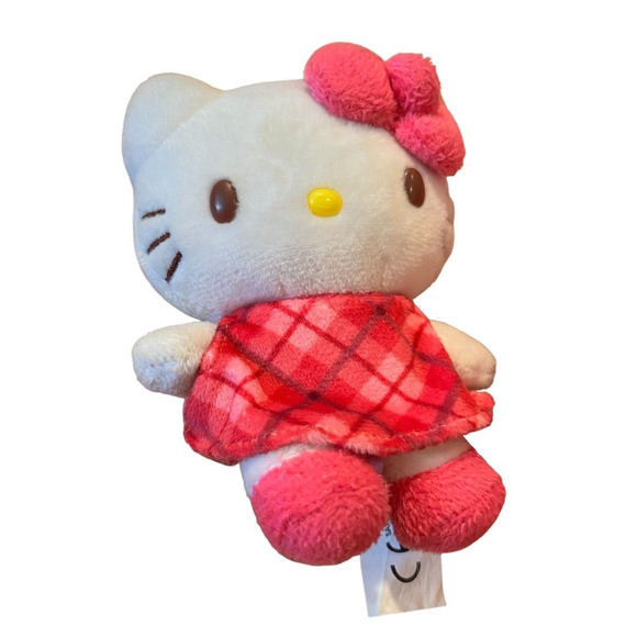 Hello Kitty Soft Small Bag Purse & Plush Toy Sanrio 2015 Pink Plaid - Picture 3 of 7